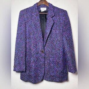 💜Vintage‎ Gilmor Purple Tweed Blazer Size 8